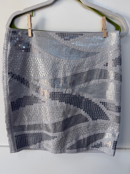 White House Black Market Dresses & Skirts - White House Black Market 6 Sequined Silver Mini Skirt